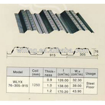 Modèle de plancher de plancher de plancher: YX76-305-915 / feuille de plancher de métal galvanisé / feuille de plancher d&#39;acier en acier populaire